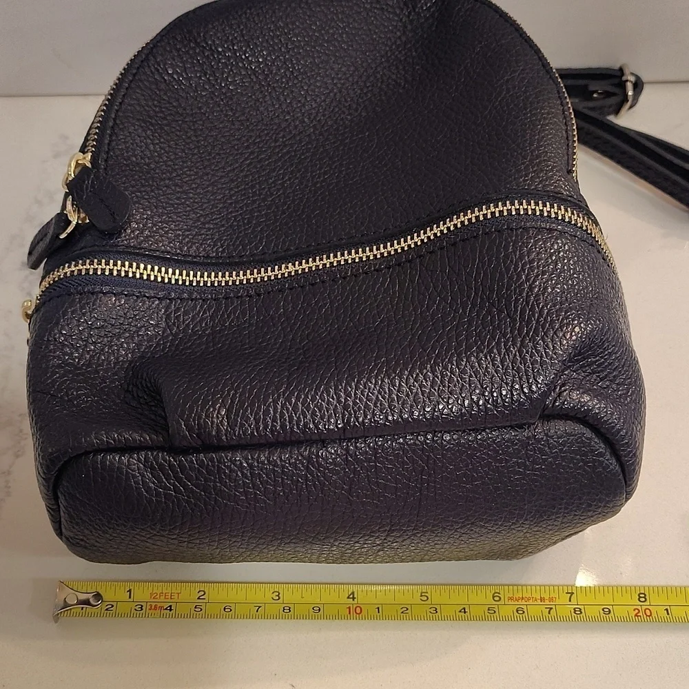 Vera Pelle Convertible Backpack Purse Bag Navy With removable Straps Italy Made